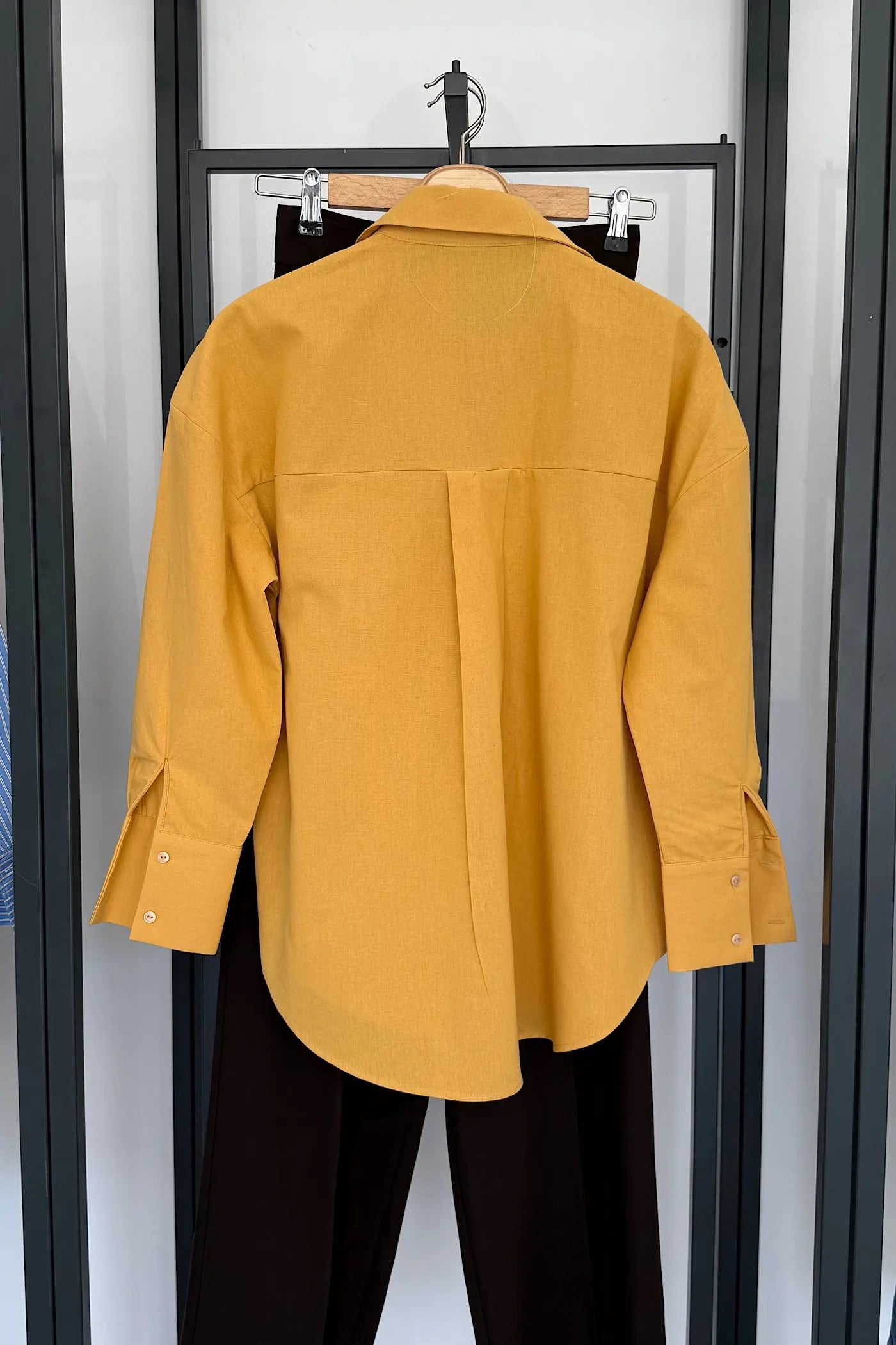 Mustard Yellow Oversized Cotton Blend Shirt for Women