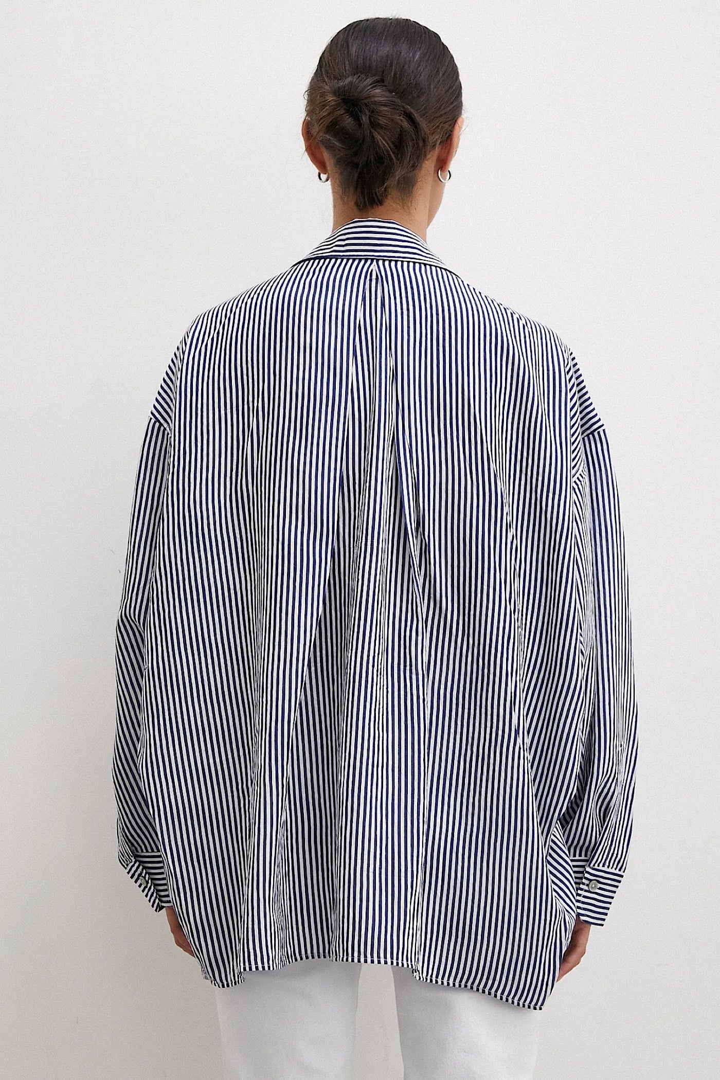 Vegles Navy Striped Button-Up Over-Size Shirt
