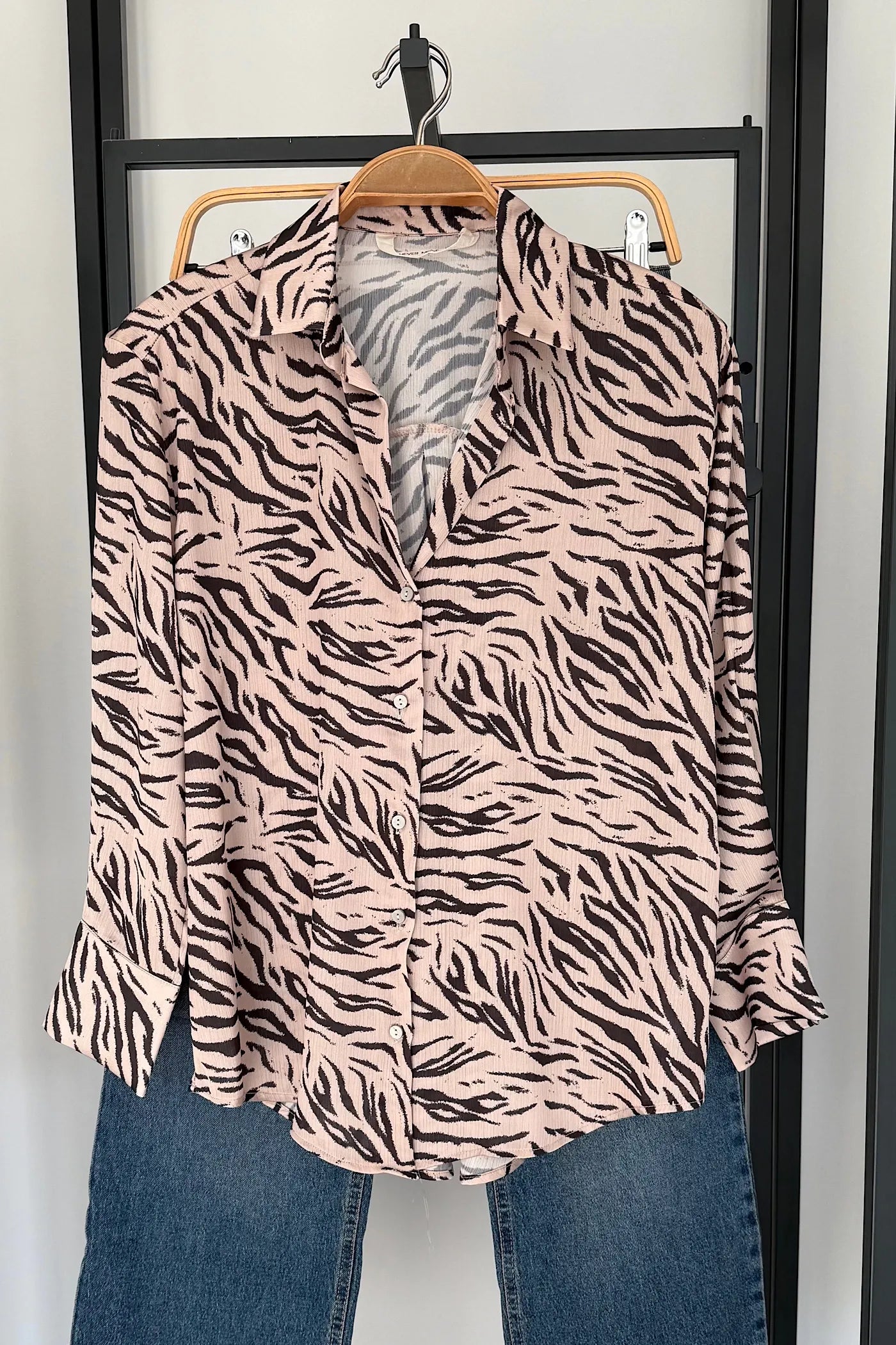 Vegles Zebra Print Button-Up Shirt